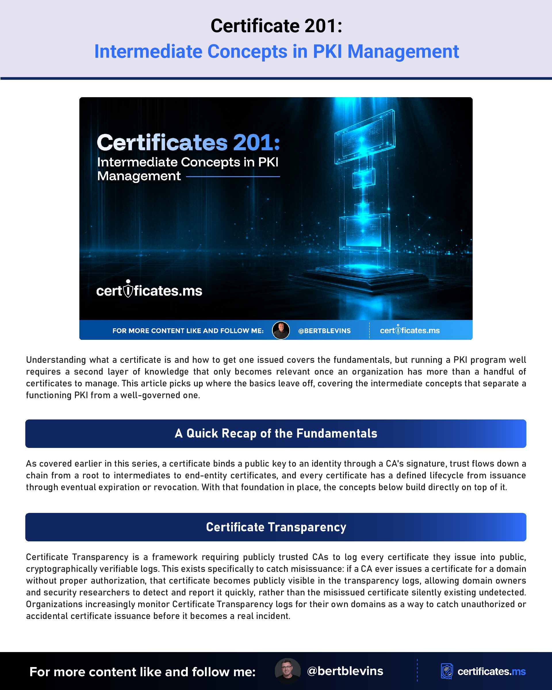 Certificate 201: Intermediate Concepts in PKI Management