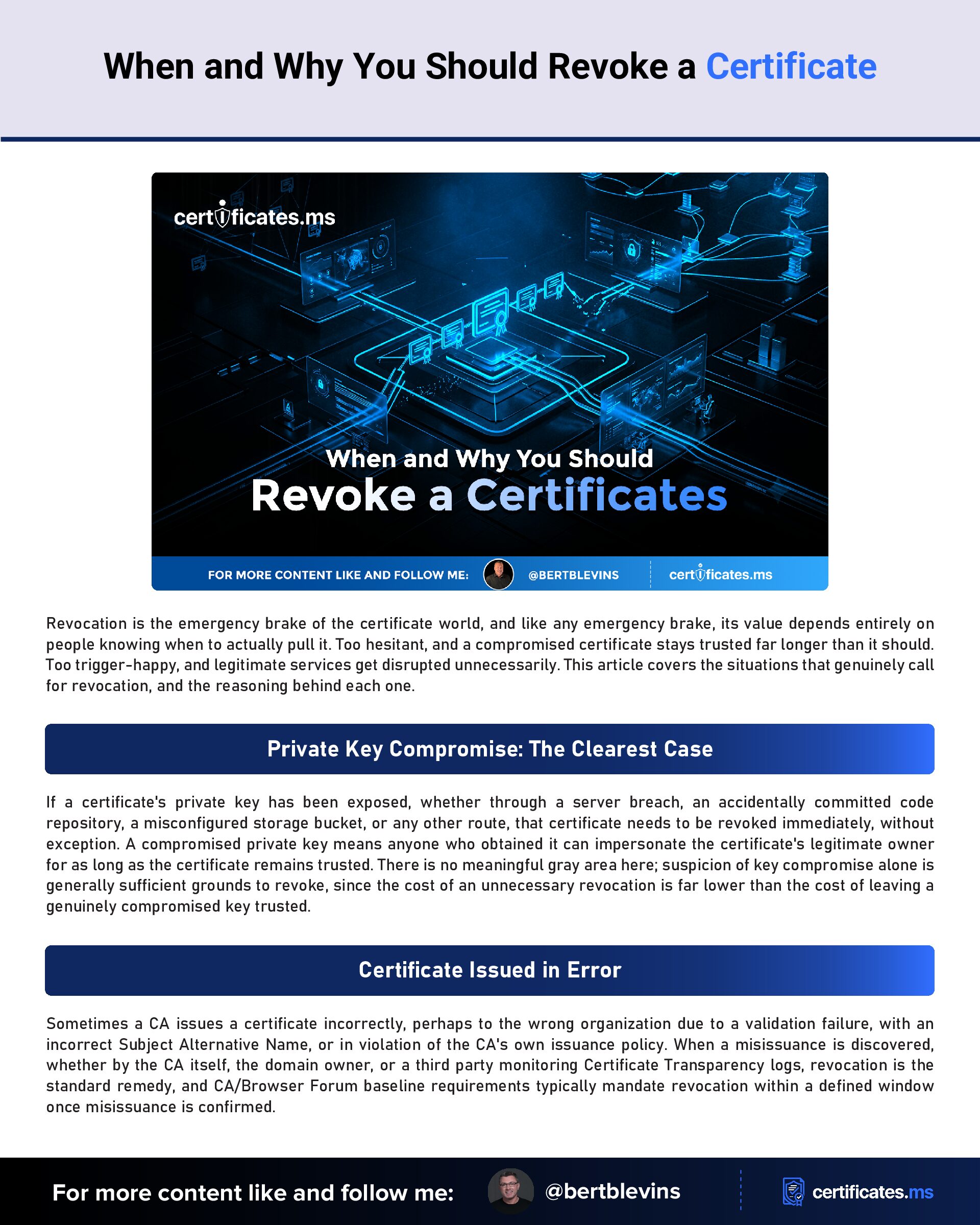 When and Why You Should Revoke a Certificate