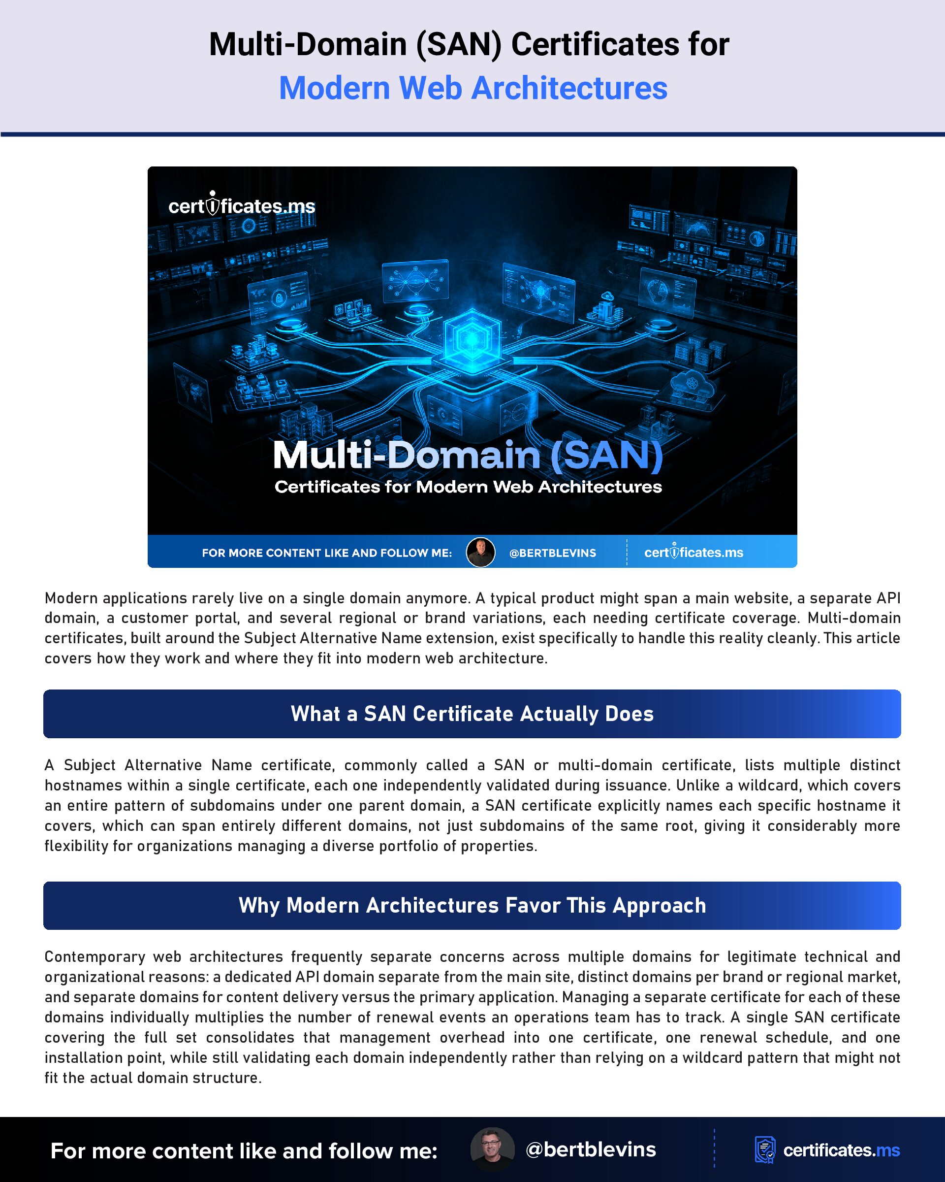 Multi-Domain (SAN) Certificates for Modern Web Architectures