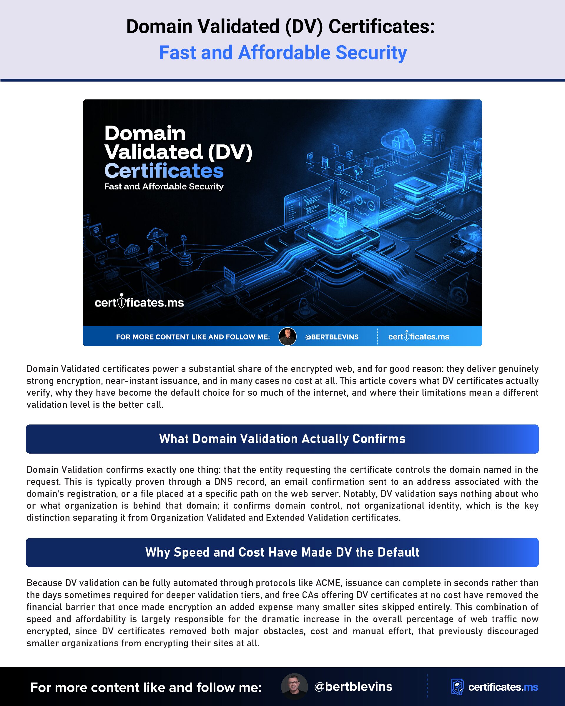 Domain Validated (DV) Certificates: Fast and Affordable Security
