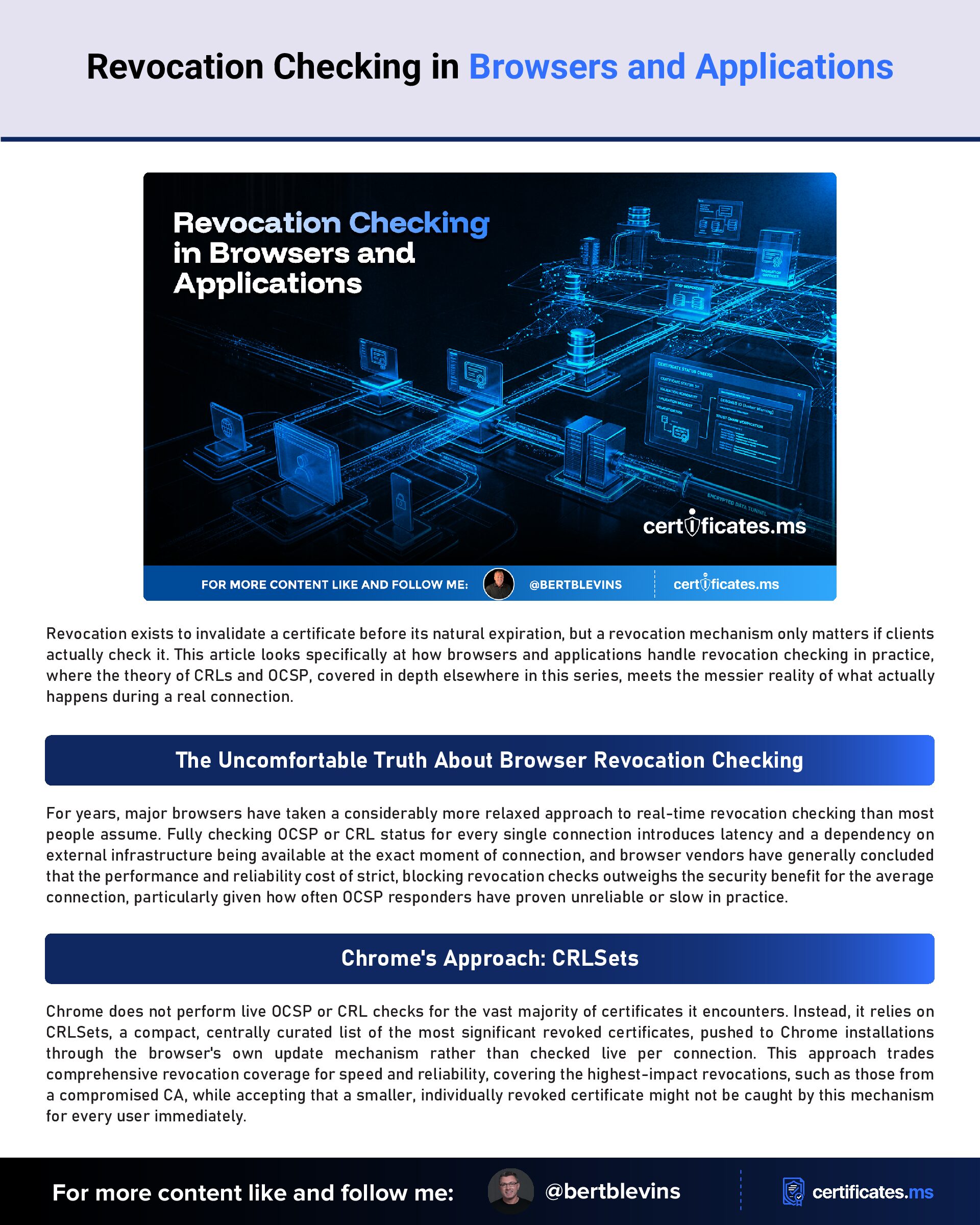 Revocation Checking in Browsers and Applications