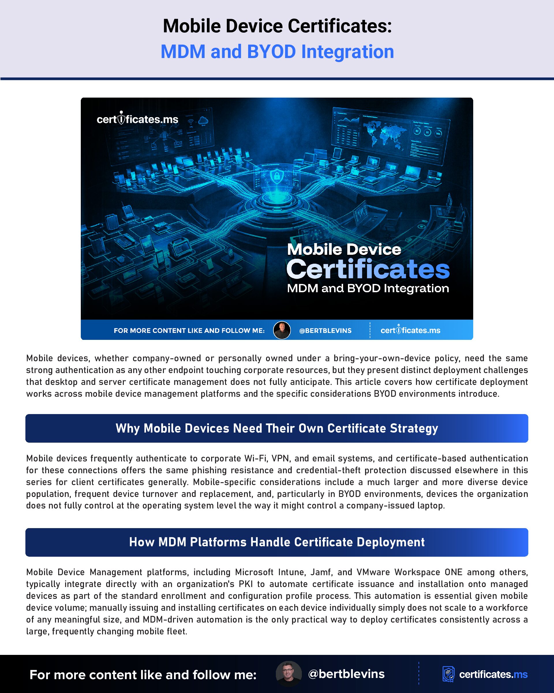 Mobile Device Certificates: MDM and BYOD Integration