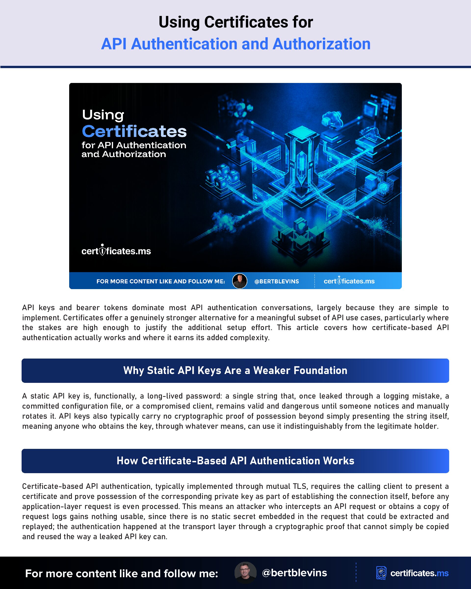 Using Certificates for API Authentication and Authorization