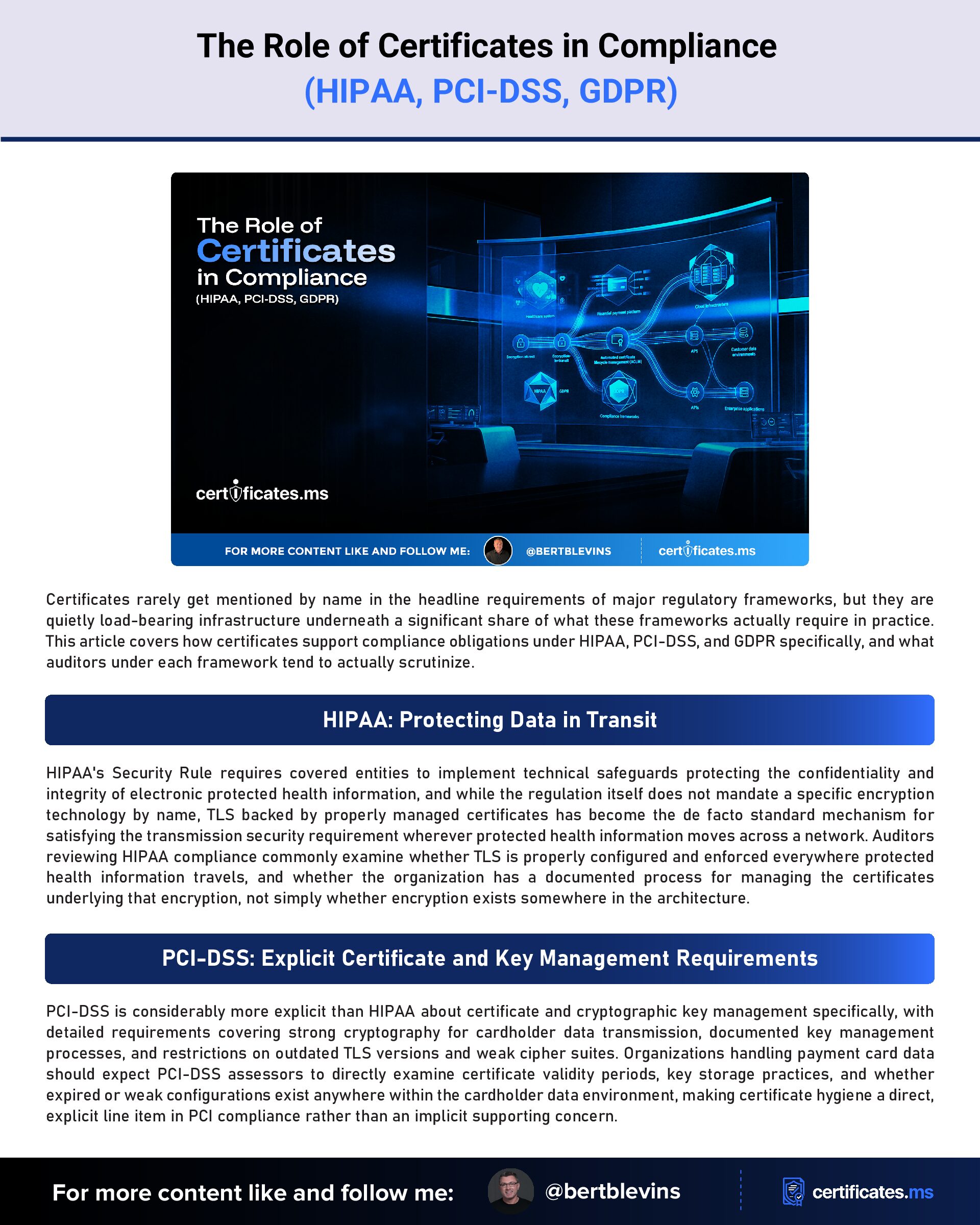 The Role of Certificates in Compliance (HIPAA, PCI-DSS, GDPR)