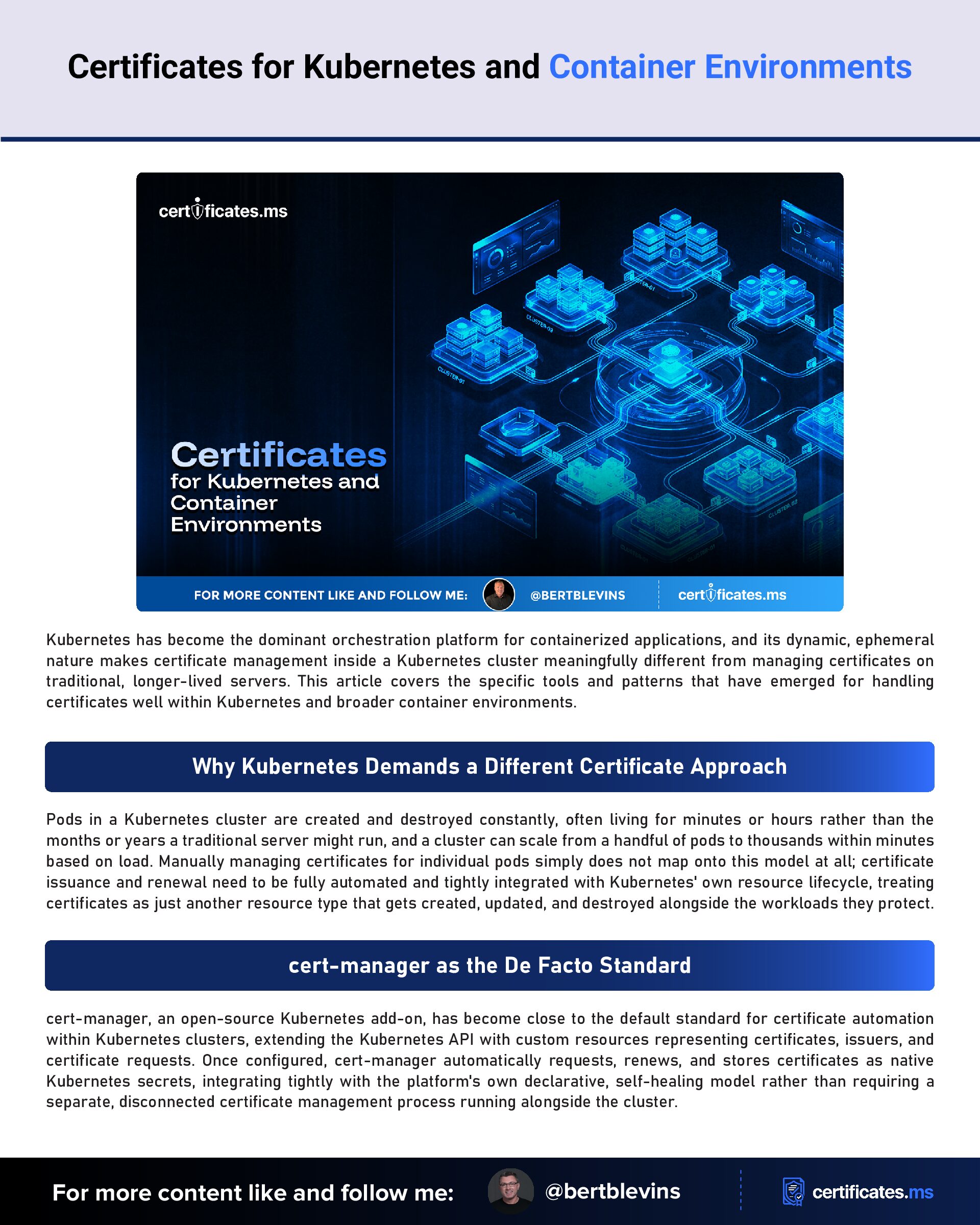 Certificates for Kubernetes and Container Environments