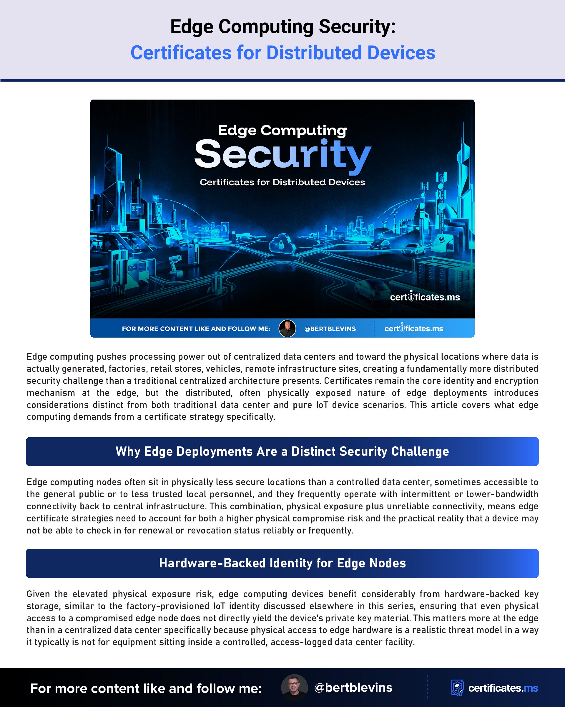 Edge Computing Security: Certificates for Distributed Devices
