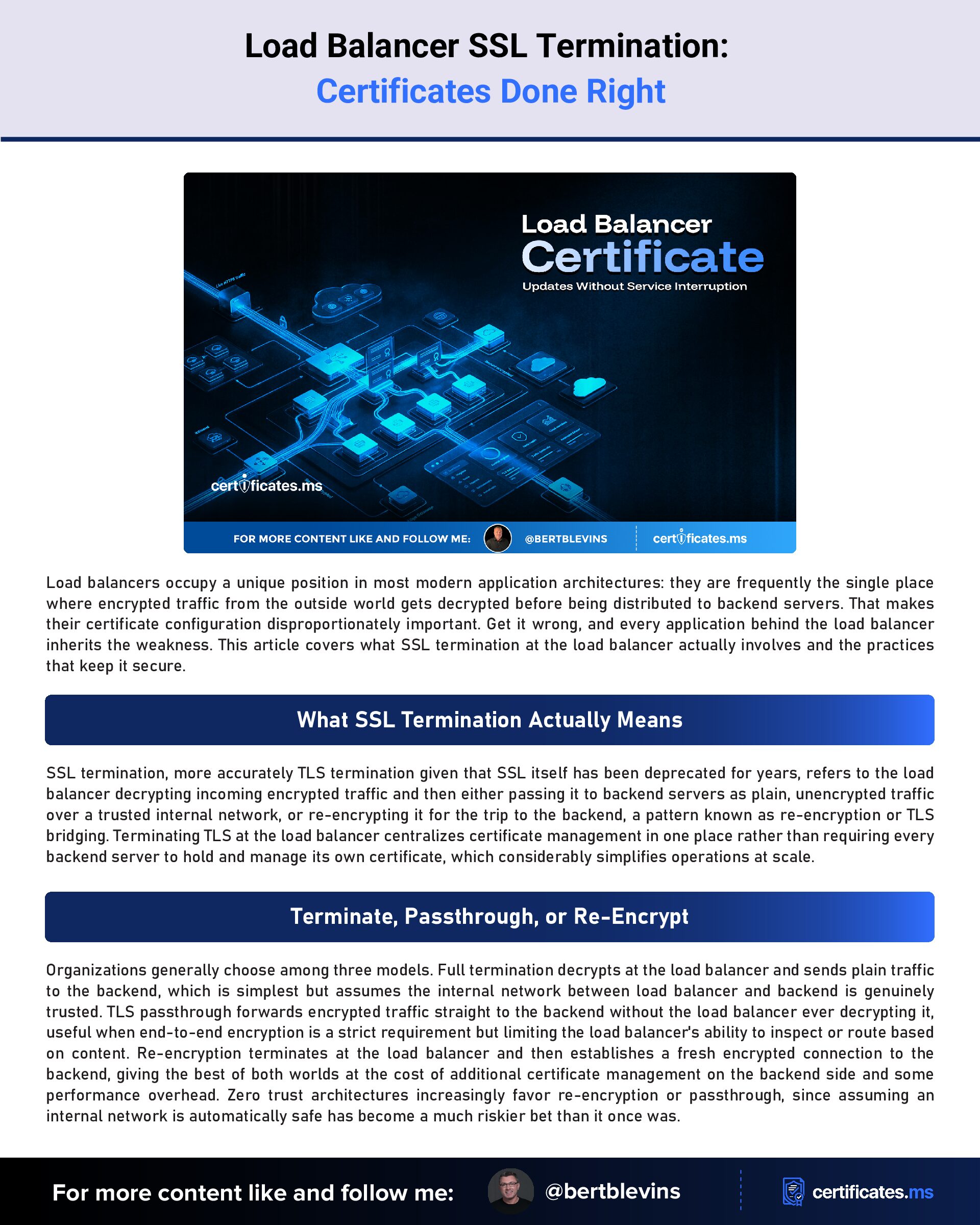 Load Balancer Certificate Updates Without Service Interruption