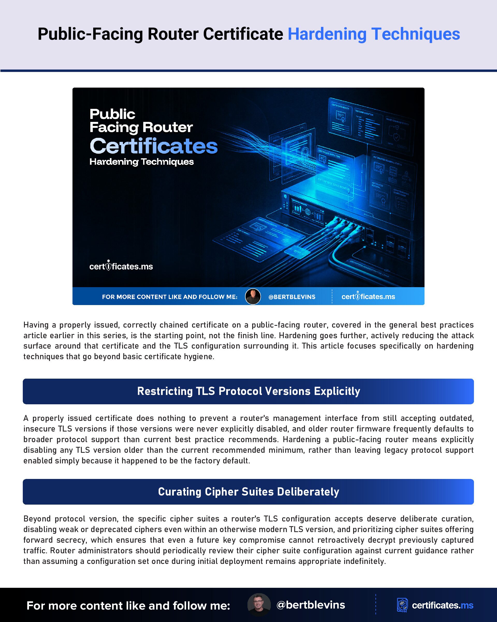 Public-Facing Router Certificate Hardening Techniques