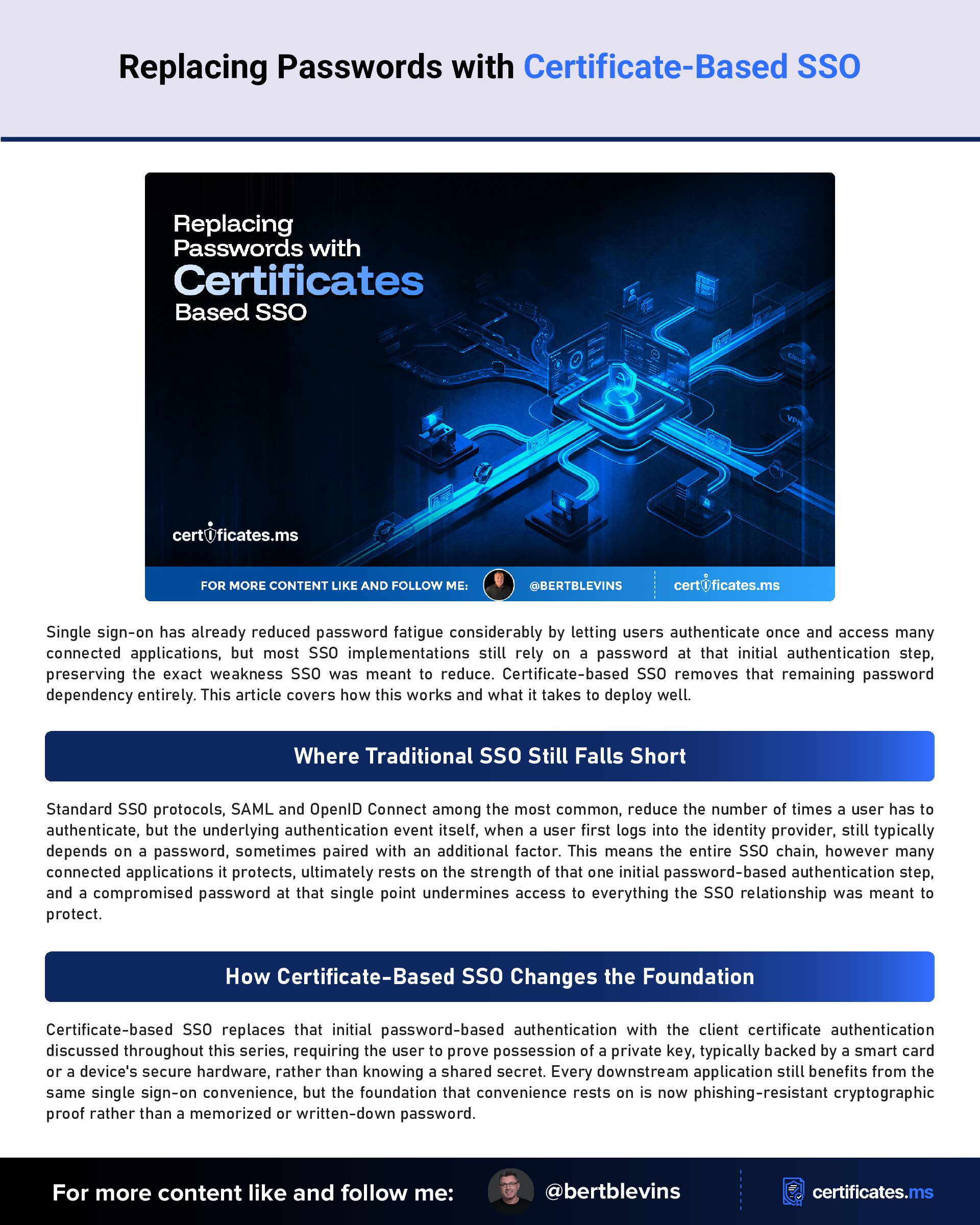 Replacing Passwords with Certificate-Based SSO