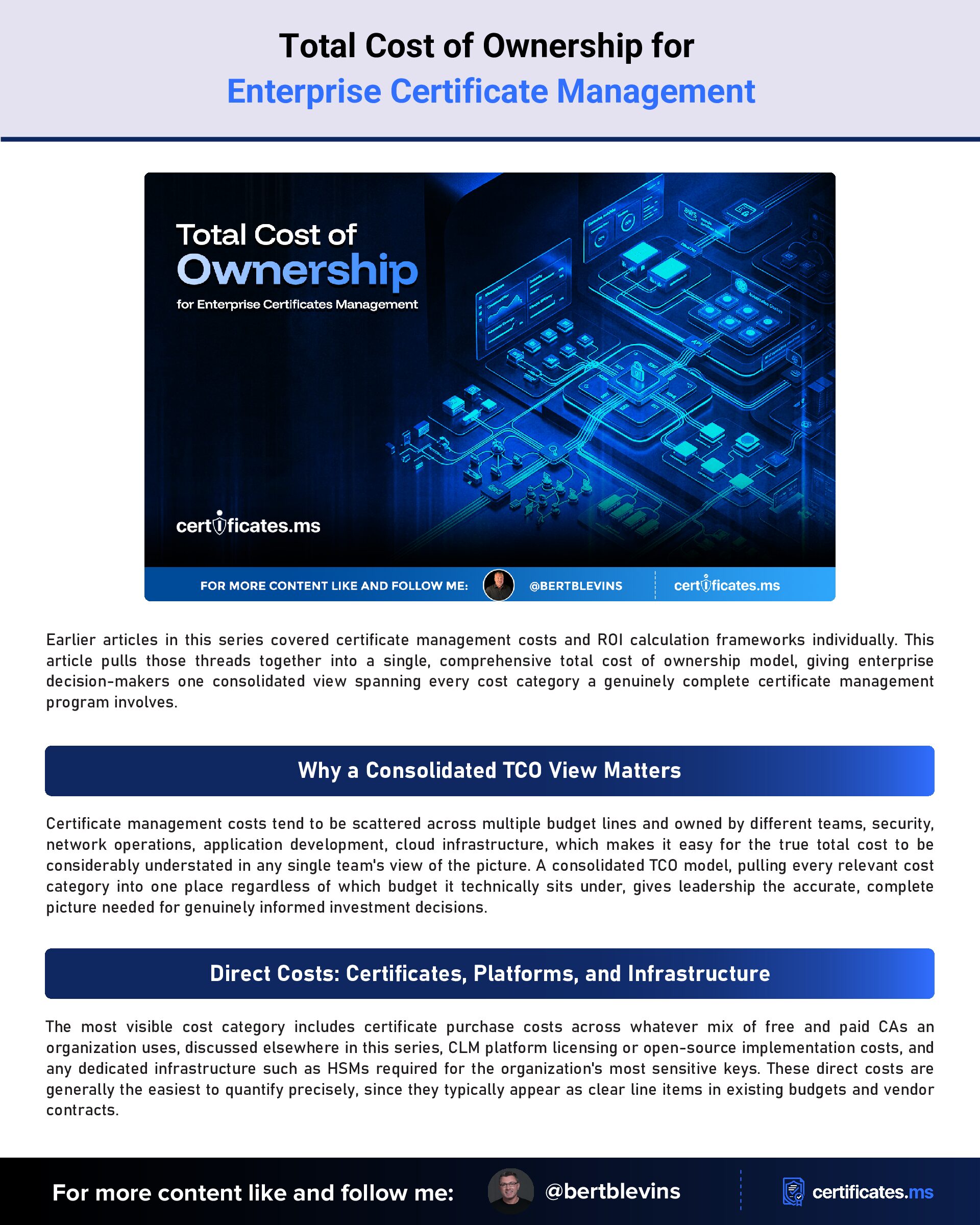 Total Cost of Ownership for Enterprise Certificate Management