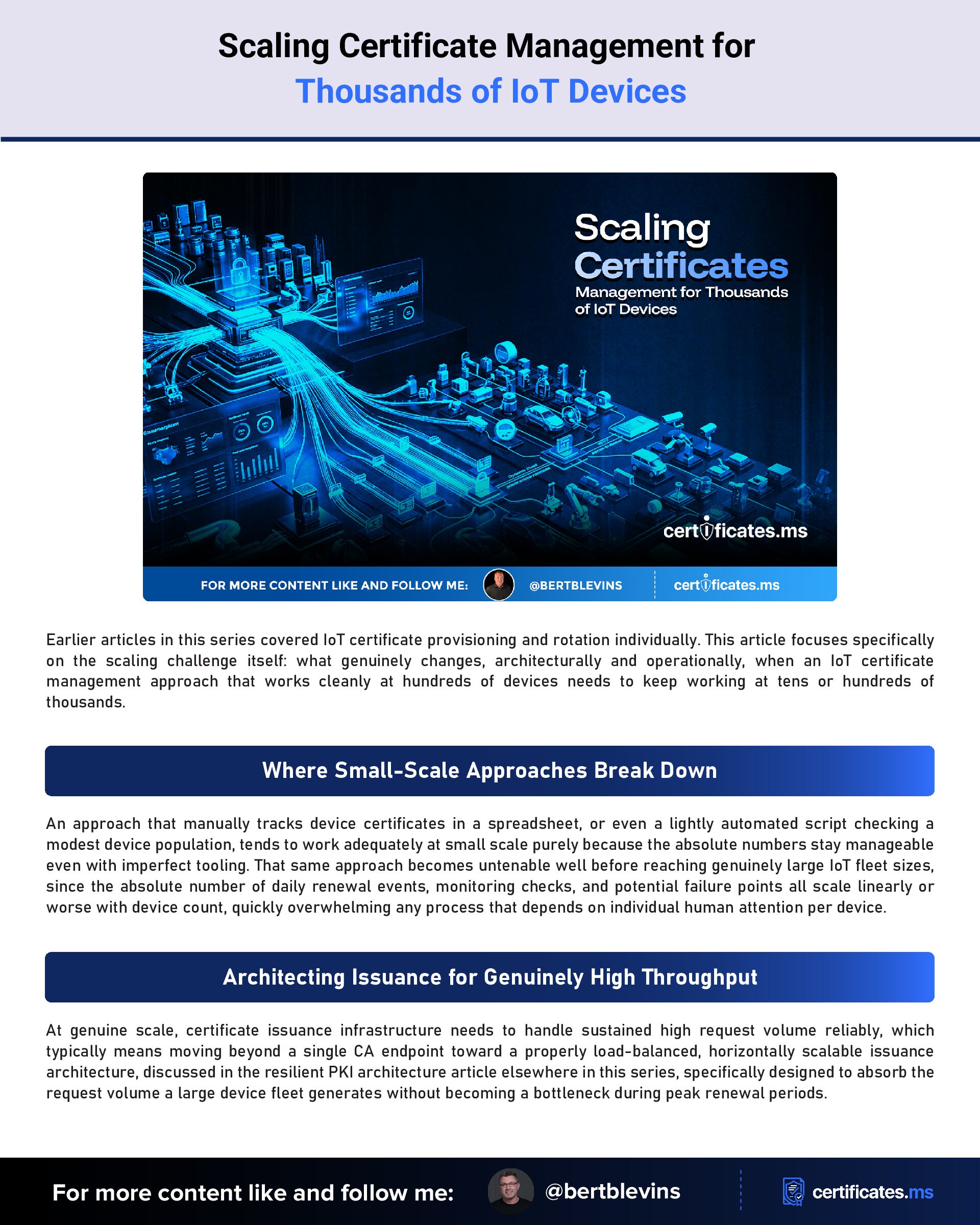 Scaling Certificate Management for Thousands of IoT Devices