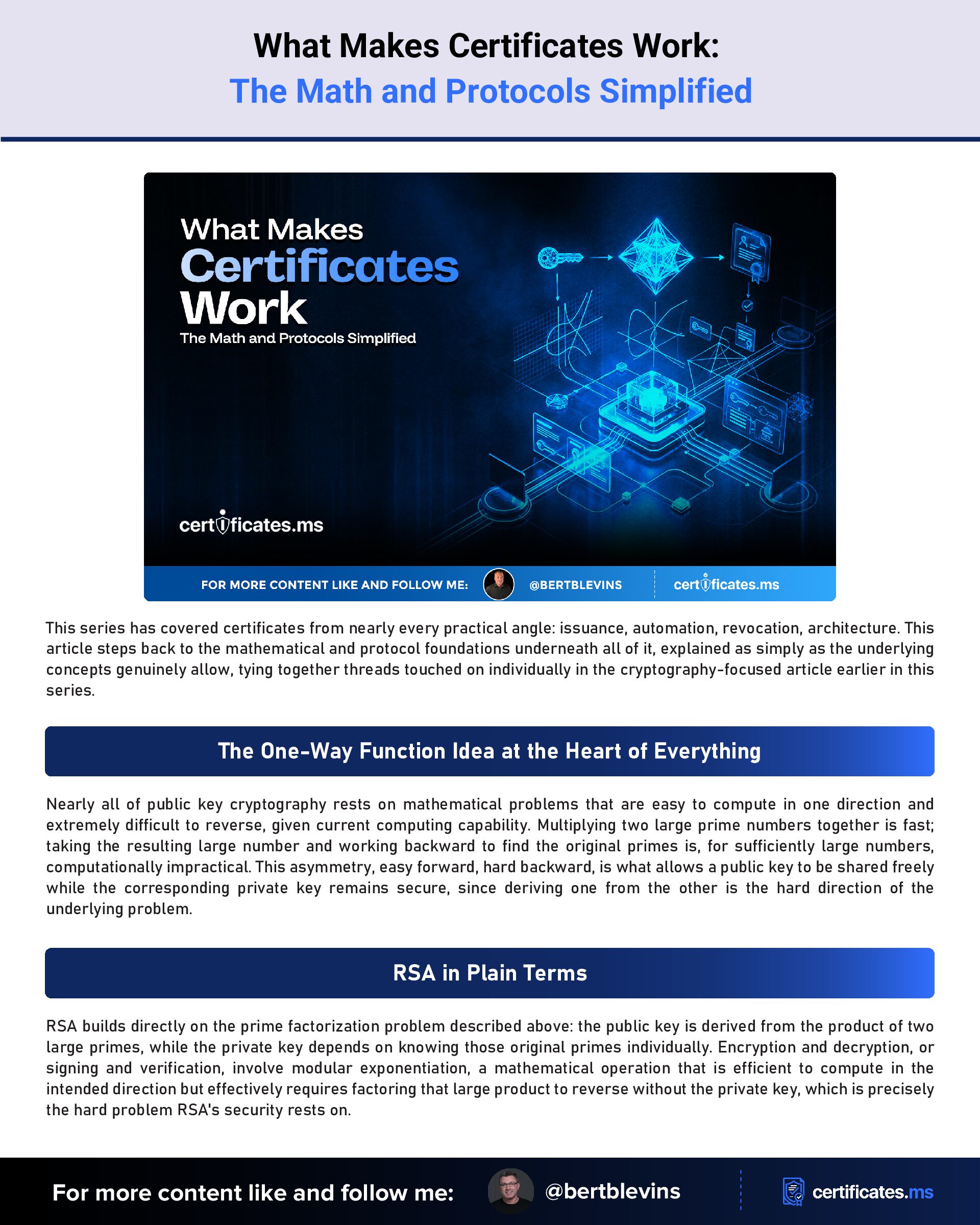 What Makes Certificates Work: The Math and Protocols Simplified